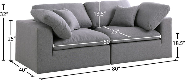 Serene Linen Textured Fabric / Down / Polyester / Engineered Wood Contemporary Grey Linen Textured Fabric Deluxe Cloud-Like Comfort Modular Sofa - 80" W x 40" D x 32" H