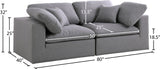 Serene Linen Textured Fabric / Down / Polyester / Engineered Wood Contemporary Grey Linen Textured Fabric Deluxe Cloud-Like Comfort Modular Sofa - 80" W x 40" D x 32" H