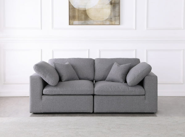Serene Linen Textured Fabric / Down / Polyester / Engineered Wood Contemporary Grey Linen Textured Fabric Deluxe Cloud-Like Comfort Modular Sofa - 80" W x 40" D x 32" H