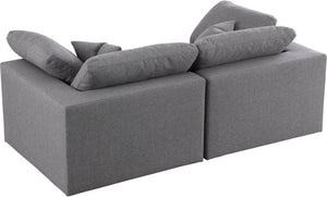 Serene Linen Textured Fabric / Down / Polyester / Engineered Wood Contemporary Grey Linen Textured Fabric Deluxe Cloud-Like Comfort Modular Sofa - 80" W x 40" D x 32" H