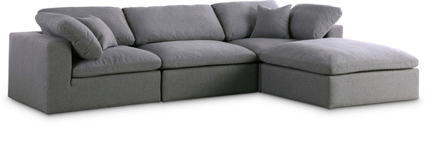 Serene Linen Textured Fabric / Down / Polyester / Engineered Wood Contemporary Grey Linen Textured Fabric Deluxe Cloud-Like Comfort Modular Sectional - 119" W x 80" D x 32" H