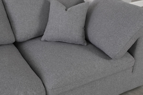 Serene Linen Textured Fabric / Down / Polyester / Engineered Wood Contemporary Grey Linen Textured Fabric Deluxe Cloud-Like Comfort Modular Sectional - 119" W x 80" D x 32" H