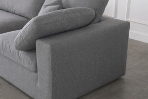 Serene Linen Textured Fabric / Down / Polyester / Engineered Wood Contemporary Grey Linen Textured Fabric Deluxe Cloud-Like Comfort Modular Sectional - 119" W x 80" D x 32" H