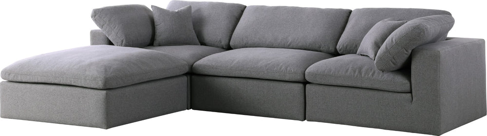 Serene Linen Textured Fabric / Down / Polyester / Engineered Wood Contemporary Grey Linen Textured Fabric Deluxe Cloud-Like Comfort Modular Sectional - 119" W x 80" D x 32" H