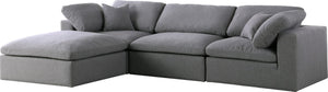 Serene Linen Textured Fabric / Down / Polyester / Engineered Wood Contemporary Grey Linen Textured Fabric Deluxe Cloud-Like Comfort Modular Sectional - 119" W x 80" D x 32" H