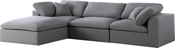 Serene Linen Textured Fabric / Down / Polyester / Engineered Wood Contemporary Grey Linen Textured Fabric Deluxe Cloud-Like Comfort Modular Sectional - 119" W x 80" D x 32" H