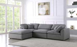 Serene Linen Textured Fabric / Down / Polyester / Engineered Wood Contemporary Grey Linen Textured Fabric Deluxe Cloud-Like Comfort Modular Sectional - 119" W x 80" D x 32" H