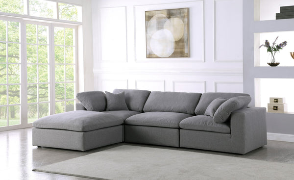 Serene Linen Textured Fabric / Down / Polyester / Engineered Wood Contemporary Grey Linen Textured Fabric Deluxe Cloud-Like Comfort Modular Sectional - 119" W x 80" D x 32" H