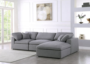 Serene Linen Textured Fabric / Down / Polyester / Engineered Wood Contemporary Grey Linen Textured Fabric Deluxe Cloud-Like Comfort Modular Sectional - 119" W x 80" D x 32" H