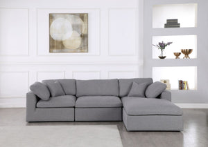 Serene Linen Textured Fabric / Down / Polyester / Engineered Wood Contemporary Grey Linen Textured Fabric Deluxe Cloud-Like Comfort Modular Sectional - 119" W x 80" D x 32" H