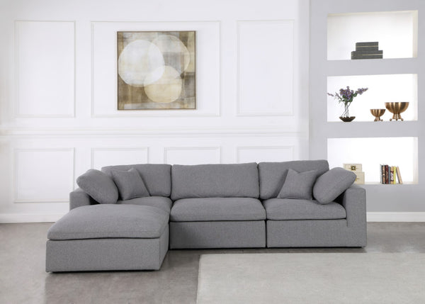 Serene Linen Textured Fabric / Down / Polyester / Engineered Wood Contemporary Grey Linen Textured Fabric Deluxe Cloud-Like Comfort Modular Sectional - 119" W x 80" D x 32" H