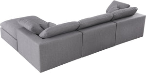 Serene Linen Textured Fabric / Down / Polyester / Engineered Wood Contemporary Grey Linen Textured Fabric Deluxe Cloud-Like Comfort Modular Sectional - 119" W x 80" D x 32" H
