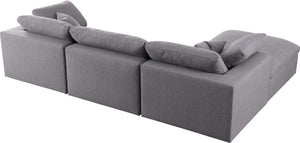 Serene Linen Textured Fabric / Down / Polyester / Engineered Wood Contemporary Grey Linen Textured Fabric Deluxe Cloud-Like Comfort Modular Sectional - 119" W x 80" D x 32" H