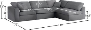 Serene Linen Textured Fabric / Down / Polyester / Engineered Wood Contemporary Grey Linen Textured Fabric Deluxe Cloud-Like Comfort Modular Sectional - 119" W x 79" D x 32" H