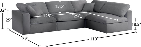 Serene Linen Textured Fabric / Down / Polyester / Engineered Wood Contemporary Grey Linen Textured Fabric Deluxe Cloud-Like Comfort Modular Sectional - 119" W x 79" D x 32" H