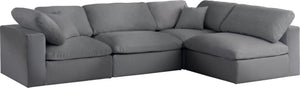 Serene Linen Textured Fabric / Down / Polyester / Engineered Wood Contemporary Grey Linen Textured Fabric Deluxe Cloud-Like Comfort Modular Sectional - 119" W x 79" D x 32" H