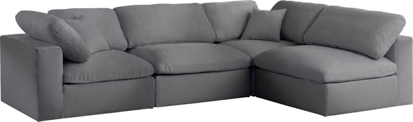 Serene Linen Textured Fabric / Down / Polyester / Engineered Wood Contemporary Grey Linen Textured Fabric Deluxe Cloud-Like Comfort Modular Sectional - 119" W x 79" D x 32" H