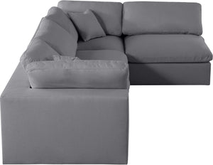 Serene Linen Textured Fabric / Down / Polyester / Engineered Wood Contemporary Grey Linen Textured Fabric Deluxe Cloud-Like Comfort Modular Sectional - 119" W x 79" D x 32" H