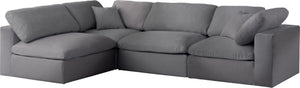 Serene Linen Textured Fabric / Down / Polyester / Engineered Wood Contemporary Grey Linen Textured Fabric Deluxe Cloud-Like Comfort Modular Sectional - 119" W x 79" D x 32" H