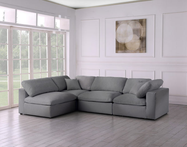 Serene Linen Textured Fabric / Down / Polyester / Engineered Wood Contemporary Grey Linen Textured Fabric Deluxe Cloud-Like Comfort Modular Sectional - 119" W x 79" D x 32" H