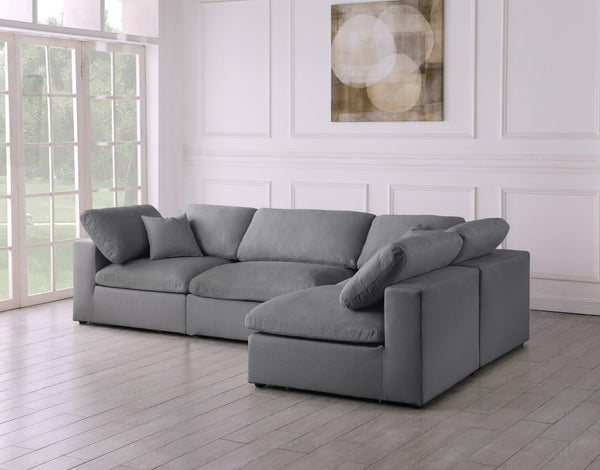 Serene Linen Textured Fabric / Down / Polyester / Engineered Wood Contemporary Grey Linen Textured Fabric Deluxe Cloud-Like Comfort Modular Sectional - 119" W x 79" D x 32" H