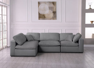 Serene Linen Textured Fabric / Down / Polyester / Engineered Wood Contemporary Grey Linen Textured Fabric Deluxe Cloud-Like Comfort Modular Sectional - 119" W x 79" D x 32" H