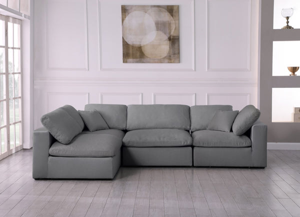 Serene Linen Textured Fabric / Down / Polyester / Engineered Wood Contemporary Grey Linen Textured Fabric Deluxe Cloud-Like Comfort Modular Sectional - 119" W x 79" D x 32" H