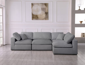Serene Linen Textured Fabric / Down / Polyester / Engineered Wood Contemporary Grey Linen Textured Fabric Deluxe Cloud-Like Comfort Modular Sectional - 119" W x 79" D x 32" H