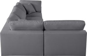 Serene Linen Textured Fabric / Down / Polyester / Engineered Wood Contemporary Grey Linen Textured Fabric Deluxe Cloud-Like Comfort Modular Sectional - 119" W x 79" D x 32" H