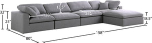 Serene Linen Textured Fabric / Down / Polyester / Engineered Wood Contemporary Grey Linen Textured Fabric Deluxe Cloud-Like Comfort Modular Sectional - 158" W x 80" D x 32" H