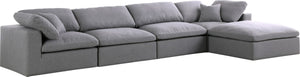 Serene Linen Textured Fabric / Down / Polyester / Engineered Wood Contemporary Grey Linen Textured Fabric Deluxe Cloud-Like Comfort Modular Sectional - 158" W x 80" D x 32" H