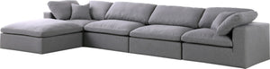 Serene Linen Textured Fabric / Down / Polyester / Engineered Wood Contemporary Grey Linen Textured Fabric Deluxe Cloud-Like Comfort Modular Sectional - 158" W x 80" D x 32" H
