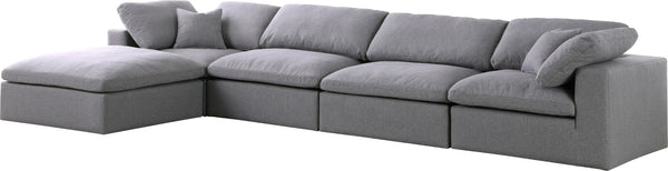 Serene Linen Textured Fabric / Down / Polyester / Engineered Wood Contemporary Grey Linen Textured Fabric Deluxe Cloud-Like Comfort Modular Sectional - 158" W x 80" D x 32" H