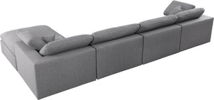 Serene Linen Textured Fabric / Down / Polyester / Engineered Wood Contemporary Grey Linen Textured Fabric Deluxe Cloud-Like Comfort Modular Sectional - 158" W x 80" D x 32" H
