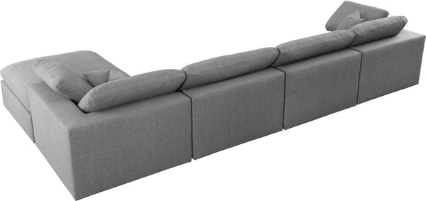 Serene Linen Textured Fabric / Down / Polyester / Engineered Wood Contemporary Grey Linen Textured Fabric Deluxe Cloud-Like Comfort Modular Sectional - 158" W x 80" D x 32" H