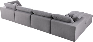 Serene Linen Textured Fabric / Down / Polyester / Engineered Wood Contemporary Grey Linen Textured Fabric Deluxe Cloud-Like Comfort Modular Sectional - 158" W x 80" D x 32" H
