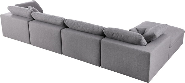 Serene Linen Textured Fabric / Down / Polyester / Engineered Wood Contemporary Grey Linen Textured Fabric Deluxe Cloud-Like Comfort Modular Sectional - 158" W x 80" D x 32" H