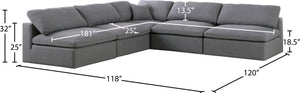 Serene Linen Textured Fabric / Down / Polyester / Engineered Wood Contemporary Grey Linen Textured Fabric Deluxe Cloud-Like Comfort Modular Sectional - 118" W x 120" D x 32" H