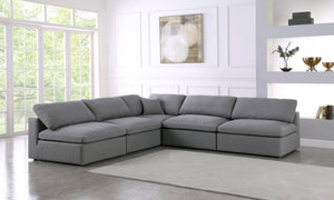 Serene Linen Textured Fabric / Down / Polyester / Engineered Wood Contemporary Grey Linen Textured Fabric Deluxe Cloud-Like Comfort Modular Sectional - 118" W x 120" D x 32" H