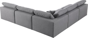 Serene Linen Textured Fabric / Down / Polyester / Engineered Wood Contemporary Grey Linen Textured Fabric Deluxe Cloud-Like Comfort Modular Sectional - 118" W x 120" D x 32" H