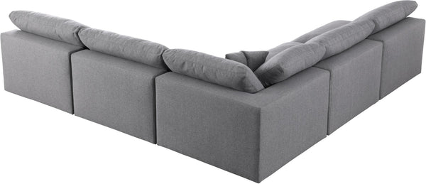 Serene Linen Textured Fabric / Down / Polyester / Engineered Wood Contemporary Grey Linen Textured Fabric Deluxe Cloud-Like Comfort Modular Sectional - 118" W x 120" D x 32" H