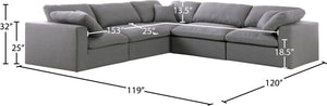 Serene Linen Textured Fabric / Down / Polyester / Engineered Wood Contemporary Grey Linen Textured Fabric Deluxe Cloud-Like Comfort Modular Sectional - 119" W x 120" D x 32" H
