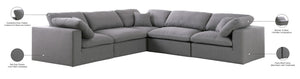Serene Linen Textured Fabric / Down / Polyester / Engineered Wood Contemporary Grey Linen Textured Fabric Deluxe Cloud-Like Comfort Modular Sectional - 119" W x 120" D x 32" H