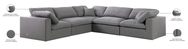 Serene Linen Textured Fabric / Down / Polyester / Engineered Wood Contemporary Grey Linen Textured Fabric Deluxe Cloud-Like Comfort Modular Sectional - 119" W x 120" D x 32" H