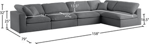 Serene Linen Textured Fabric / Down / Polyester / Engineered Wood Contemporary Grey Linen Textured Fabric Deluxe Cloud-Like Comfort Modular Sectional - 158" W x 79" D x 32" H
