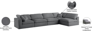 Serene Linen Textured Fabric / Down / Polyester / Engineered Wood Contemporary Grey Linen Textured Fabric Deluxe Cloud-Like Comfort Modular Sectional - 158" W x 79" D x 32" H