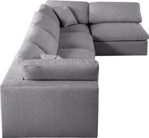 Serene Linen Textured Fabric / Down / Polyester / Engineered Wood Contemporary Grey Linen Textured Fabric Deluxe Cloud-Like Comfort Modular Sectional - 158" W x 79" D x 32" H