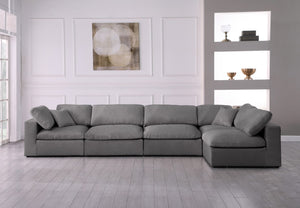 Serene Linen Textured Fabric / Down / Polyester / Engineered Wood Contemporary Grey Linen Textured Fabric Deluxe Cloud-Like Comfort Modular Sectional - 158" W x 79" D x 32" H