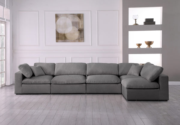 Serene Linen Textured Fabric / Down / Polyester / Engineered Wood Contemporary Grey Linen Textured Fabric Deluxe Cloud-Like Comfort Modular Sectional - 158" W x 79" D x 32" H