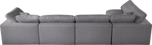 Serene Linen Textured Fabric / Down / Polyester / Engineered Wood Contemporary Grey Linen Textured Fabric Deluxe Cloud-Like Comfort Modular Sectional - 158" W x 79" D x 32" H